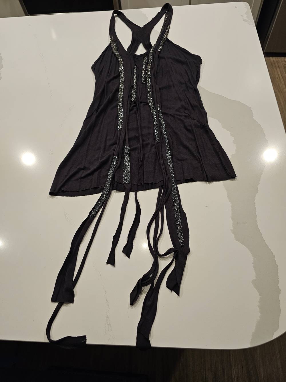 ALL SAINTS Grey Black Tank with Beading
